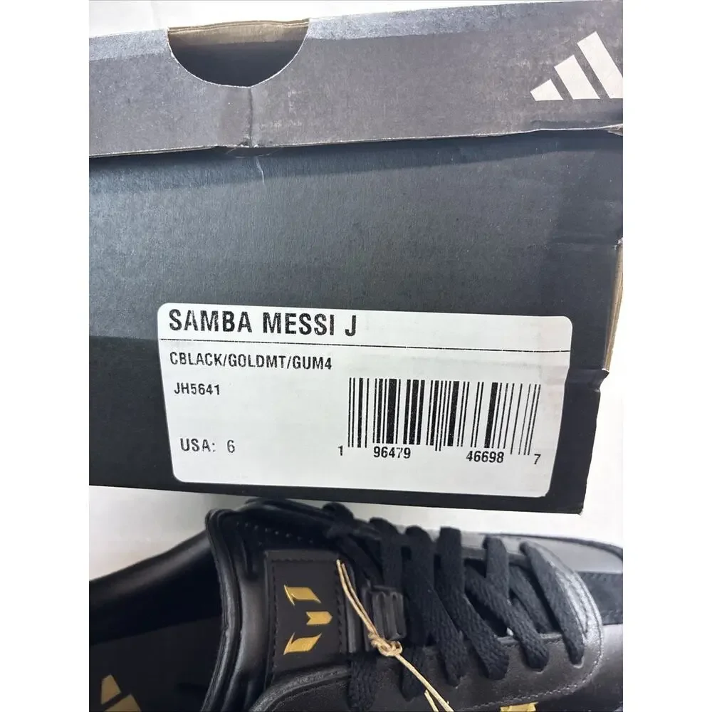 New adidas Samba Messi J Low Top Sneakers Black/Gold Unisex Kids US 6 JH5641